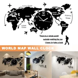 Mapa do mundo relógio de parede nórdico moderno moderno decoração minimalista acrílico para home quarto escritório Promotion 211110