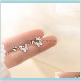 Шпильки ювелирные изделия Aifenao 925 стерлинговые стерлинги Simple Zircon Butterfly Серьги для женщин Ювелирные изделия Модные крошечные ушные шпильки подарок опто