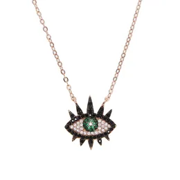 luxury cute Jewelry rose gold color black cz paved turkish evil eyes pendent Necklace charm nice cool party chic jewelry