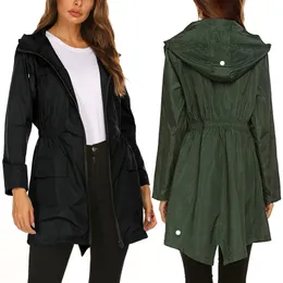 Outdoor jacket ladies fashion windbreaker jacket women autumn and winter Slim medium long jacket mountaineering suit hooded Outdoor Apparel