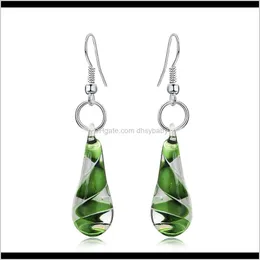 Dangle & Chandelier Drop Delivery 2021 Fashion Cool Ladies Jewelry Murano Water Droplet Inspiration Spiral Inner Flower Glass Pendant Earring
