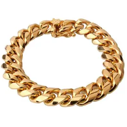 2021 Trend 15mm 316L Stainls Stal Miami Cuban Chain Bransoletka Hip Hop Dla Mężczyzn Moda Biżuteria Wholale