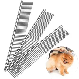 Stainless Steel Pet Combs Cat Dog Grooming Professional Tools Rounded Teeth for Removing Knots Tangles Barber