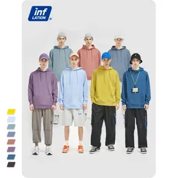 INFLATION Blank 100% Cotton Men's Hoodie Plain Matching Hoodies For Couple Basic Loose Pullovers Men 210813