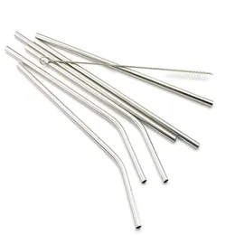 stainless steel straw straight and bent 8.5" 9.5" 10.5" reusable drinking straws with processed nozzles kitchen bar tools