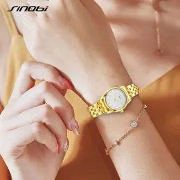 Sinobi Mode Frauen Goldene Uhren Quarz Edelstahl Uhr Weibliche Einfache Wasserdichte Armbanduhr Damen Uhr Reloj Mujer Q0524