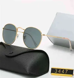 2021 Klasyczny Design Marka Okrągły Okulary Okulary UV400 Metal Złota Rama Okulary Mężczyźni Kobiety Lustro Szkło Obiektyw Sunglass Z Box TXJXT