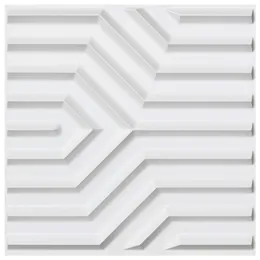 Art3d 50x50 CM Panele ścienne 3D PVC Matt White Geometryczny wzór Mate Dźwiękoszczelne do salonu Sypialnia (paczka 12 płytek)