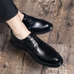 leather men lace up oxfords shoe fashion casual outdoor wedding party formal breathable shoes soft footwear