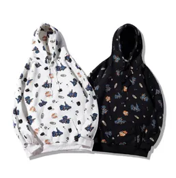 Spring trend hoodie couple autumn sweater cartoon dinosaur print boys loose casual jacket tops long sleeve Hooded Men's and women's same style pullover hoody