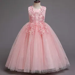 Girl Wedding Party Dress Europe And The United States High-End Birthday Party Long Prom Performance Princess Dress Kids Clothing Q0716