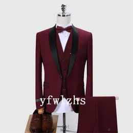 Classic One Button Handsome Groomsmen Shawl Lapel Groom Tuxedos Men Suits Wedding/Prom Man Blazer ( Jacket+Pants+Vest+Tie) W838