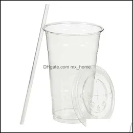 Copos descartáveis ​​STS Cozinha Suprimentos Cozinha, Bar de Jantar Casa Jardim 16 Oz Plástico Limpar para ir com tampas e para café gelo, chá de bolha, SMO