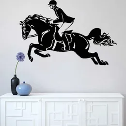 Race Wall Stickers Jockey ManShip Vinyl Decal Bedroom Living Room Decoration Murals Horse Polo Jump O155