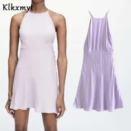 Klkxmyt Za Women Sexy Sling Mini Underwear Dress Donna Chic Backless Side Button Spaghetti Strap Summer Beach Vestidos 210527