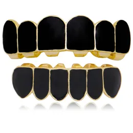 Hip Hop Teeth Fashion Black Top & Bottom Set For Men Women Gifts Rap Rock Tooth Grillz Jewelry