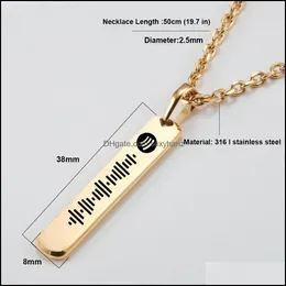 Charm Bracelets Jewelry Carving Music Spotify Code Necklace For Men Stainless Steel Song 2021 Gifts The Year Drop Delivery Kv6Ye
