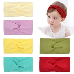 Baby Girls Headband Haass Wraps Elastyczne Miękkie Bawełna Krzyż Opaski Niemowlę Solidna Kępa Hairbands Dzieci Dzieci Dzieciak głowy Akcesoria Kha192