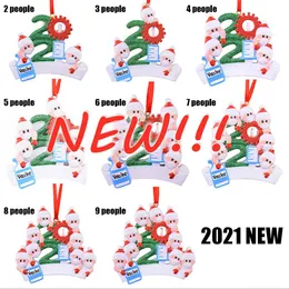 2021 Resin Survived Family Ornament Xmas Decoration Commemorate Quarantined at Home Personalized Tree Christmas Ornament FY4891