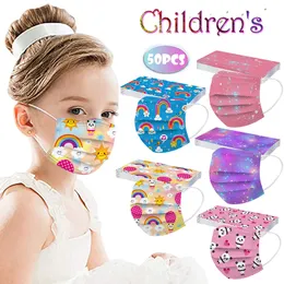2022 KN95 Maski do twarzy Dzieci Ochronne Jednorazowe Tkaniny 3 Layers Drukowanie Kolorowe Anti-Dust Anti-Fog FaceMasks