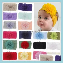 Pannband smycken smycken19 färg chiffong hårband småbarn elastisk pion blommor turban baby stor blommig huvudband huvudbonad hår aessory dropp