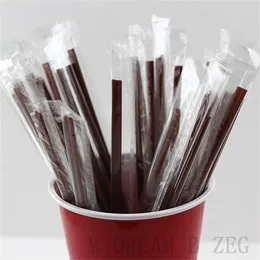 Disposable Kaffe Straw Individuellt Förpackade Plast Dubbelhål Straws 18cm Bar Pub Club Cocktail Cafe Party Drinking Straw