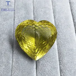 TBJ, Natural Citron Quartz 196.85ct Big Heart Shape In Bird Nest Cutting, Brackiant Skärning Lös ädelsten för guld smycken H1015