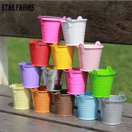 KATE FAVORS 10 Pcs Metal Mini Bucket Colored Wedding Party Favour Box Gift Pails Candy Box 210724