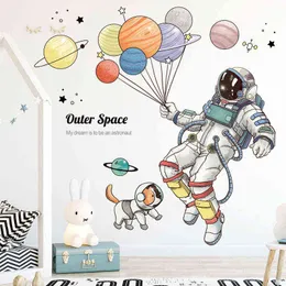 Adesivo Murale 3D Astronauta Spaziale, 95x215 Cm, Autoadesivo Rimovibile Per Porta O Parete, Decorazione Camera Da Letto