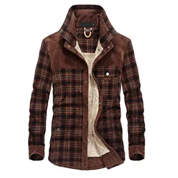Men's Jackets Brand Winter Jacket Men Thick Warm Fleece Coat Male Plaid Pure Cotton Cashmere Outwear Size M-3XL