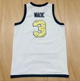 Sällsynt baskettröja män ungdomskvinnor vintage dwyane wade 3 marquette gymnasiet s-5xl anpassad valfritt namn eller nummer