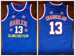 Harlem Globetrotters 13 Wilt Chamberlain Koleji Basketbol Forması Vintage Blue Tüm Dikişli Boyut S-3XL