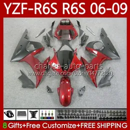 Carrozzeria OEM MOTO per YAMAHA YZF-R6S YZF-600 YZF R6S 600CC Candy Red 2006-2009 Bodys 96No.214 YZF R6 S 600 CC YZFR6S 06 07 08 09 YZF600 2006 2007 2008 2009 Kit carenatura