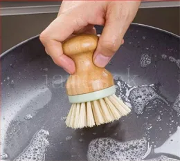 Bamboo Mini Scrub Brush Kitchen Tools Coconut Bristles Pot Brushes Dish Scrubber Sink Bathroom Household Clean DD349