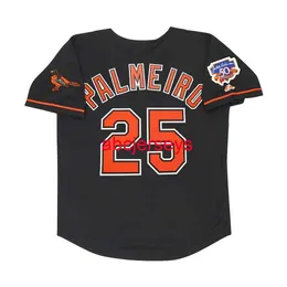 Maglia nera personalizzata Rafael Palmeiro 1997 cucita con patch Jackie 50th aggiungi nome numero maglia da baseball