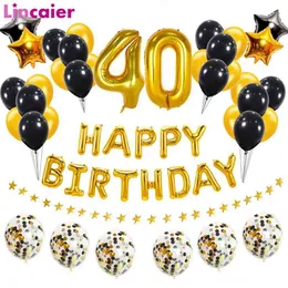 38 sztuk / zestaw 40th Happy Birthday Balony Numer 40 lat Urodziny Dekoracje Dorosłych Czterdzieści Człowiek Kobieta Anniversary 210719