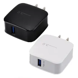 クイック充電器QC 3.0 18W EU US Travel Wall Charger Power Adapter Fast Charging Plug for iPhone 15 13 14 Samsung S6 S7 S8 Plus HTC PC