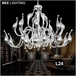 Chandeliers Modern Swan Chandelier Luz Luminária Cromo Cor Suspensão Lâmpada G4 Bulbos Gota Lamparas Diminuição para Restaurante Resturant