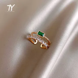 Band Rings 2020 new luxury green crystal opening adjustable women's ring retro classic accessories wedding party jewelry girl's sexy rings G230213