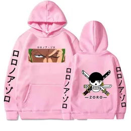 Lustige Anime One Piece Hoodies Männer Frauen Langarm Sweatshirt Roronoa Zoro Bluzy Tops Kleidung Y211122