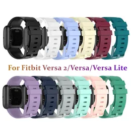 Zastępca Watchband Bransoletka Nadgarstek Wodoodporny Nadgarstek Sport Kobiety Mężczyźni Miękkie Silikonowe Otwory Paski Dla Fitbit Versa 2 Lite Versa2 Smart Watch Band