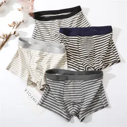 Underpants Cotton Men Underwear Pure Striped Fabric Boxer Shorts Youth Sexy Mid Waist Briefs