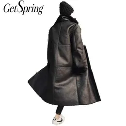 GetSpring Giacca invernale da donna Cappotto in pelliccia di agnello Ispessimento Cappotto nero lungo allentato in finta Autunno XL 210601