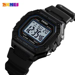 Square Mäns Digital Watch Sport Armbandsur Vattentät Larm Led PU Rem 12/24 Hour Brand Retro Mode Man Klocka SKMEI 1496 x0524