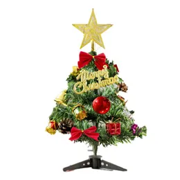 Рождественские украшения 30 см настольное дерево мини -искусственное с украшениями светодиодных огней для праздничных вечеринок украшения