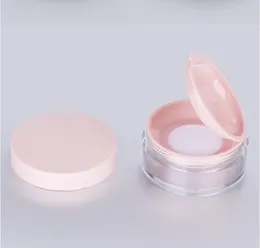 Vazio reutilizável plástico solto compacto contêiner diy maquiagem caixa de pó com sopro de pó de esponja, espelho e sifter líquido elástico