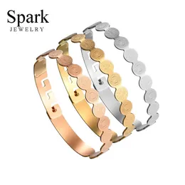 Spark Religiöse Jungfrau Maria Amulett Armband 3 Farbe Edelstahl Jesus Kreuz Charm Armreifen für Frauen Christian Schmuck Geschenk Q0719