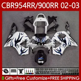 Кузов для Honda CBR 954 900 RR CC CBR900 CBR954 RR 02-03 Bodys 61NO.41 CBR 900RR 954RR Blue Flames 900CC CBR954RR 02 03 CBR954-RR CBR900RR 2002 2003 OEM Обтенение Kit