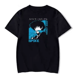 Cowboy Bebop T-shirts Anime Spike Printed Streetwear Men Kvinnor Mode 100% Bomull T-shirt Harajuku Oversized Tees Toppar Kläder Y220214