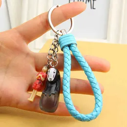 Miyazaki Hayao Animated Film Spirited Away Keychain Jewelry Chihiro Ogino PVC Doll Keyrings Charms for Women Bag Car Accessories